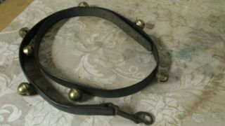 Vintage Leather Strap With 7 Sleigh Bells • Estate Find