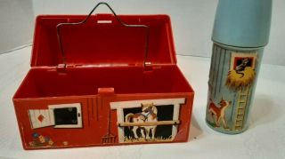 Vintage 1962 Fisher Price Barn Farm Mini Lunch Box With Silo Thermos