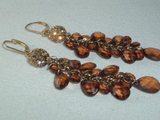 Vintage Amber Glass Teardrop Bead Dangle Pierced Earrings