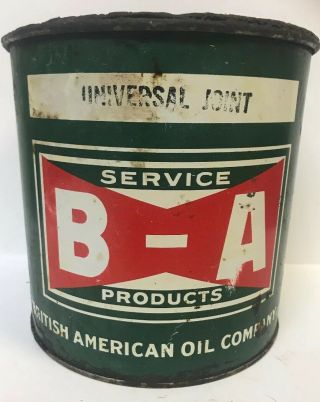 Ba British American Oil.  Vintage Now Tie Grease Tin