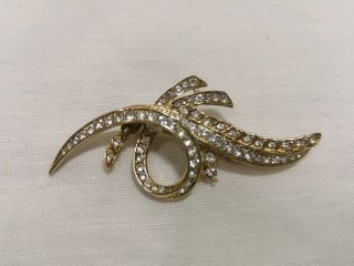 Vintage Attwood And Sawyer A&s Goldtone And Crystal Rhinestone Diamonte Brooch.