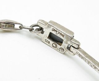 925 Sterling Silver - Vintage Hematite Inlay Square Link Chain Bracelet - B5560 3