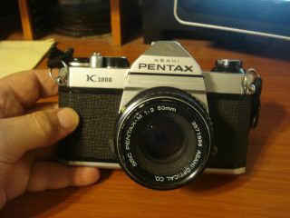 Vintage Pentax K1000 35mm Camera With Smc Pentax - M 1:2 50mm Lens Cond