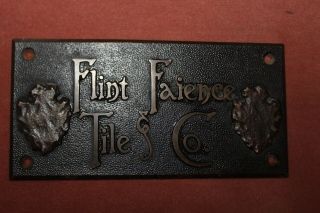 Rare Antique Flint Faience Tile Company Trade Sign Art Pottery