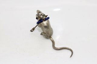 An Awesome Unusual Vintage Sterling Silver Cast Mouse Rower Ornament 15061 3