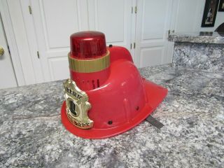 Vintage 1960’s Radio Shack Red Fire Chief Toy Radio Helmet - Needs Fixed