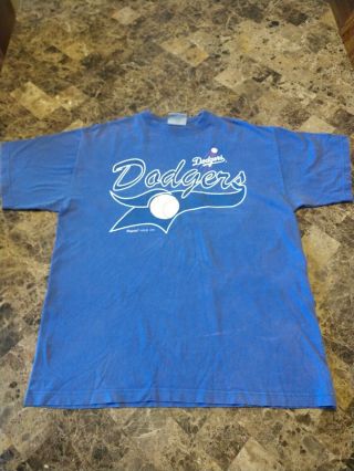 Vintage 1998 Los Angeles Dodgers Large Blue Majestic T - Shirt