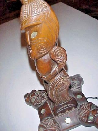 Vintage Hand Carved Wood Lamp - Hawaiian - Polynesian - Africian???