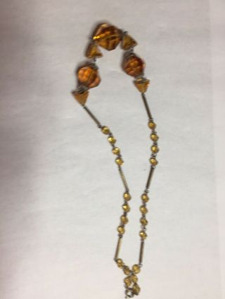 Vintage Czech Art Deco Filigree Glass Necklace 1930 