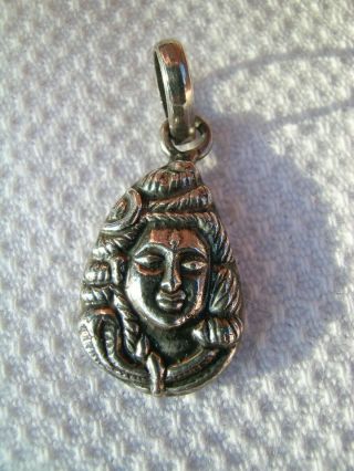 Unusual Vintage Goddess/woman’s Head With Cobra Snake Sterling Silver Pendant