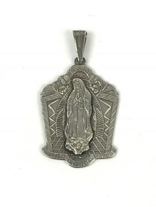 Vintage Sterling Silver Our Lady Of Guadalupe Virgin Mary Pendant Southwest