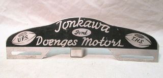 Vintage Ford License Plate Tag Topper Tonkawa Oklahoma Dealership Sign Frame