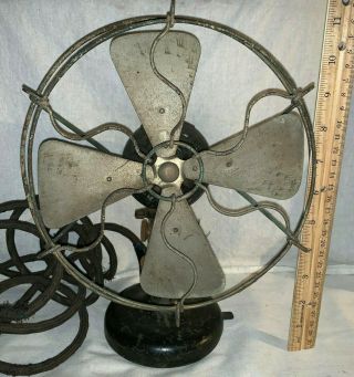 Antique Carleton Ball Motor 8” Electric Fan Brass Blades Cage Boston Oscillating