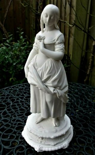 Antique 19thc Fine Minton Parian Figure Queen Victoria " Rose Of England C1848