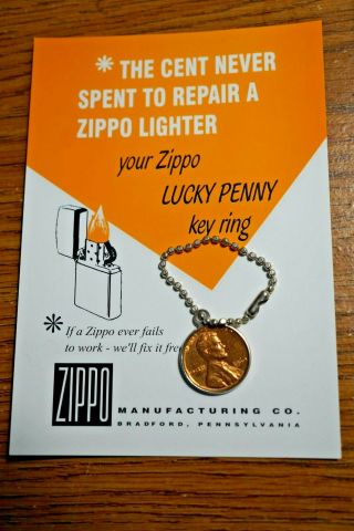 Zippo Cent Never Spent To Repair A Zippo Lighter 1960 Coin / Keychain.