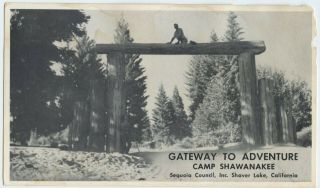 Camp Shawanakee Shaver Lake California Boy Scouts Vintage Postcard Posted 1947