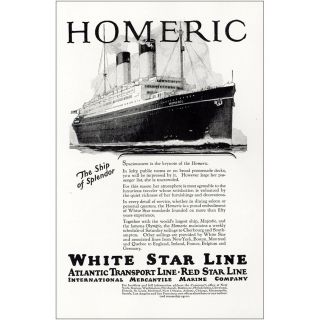 1925 White Star Line: Homeric Ship Of Splendor Vintage Print Ad