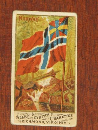 1887 N9 Allen & Ginter " Flags Of All Nations " - Norway