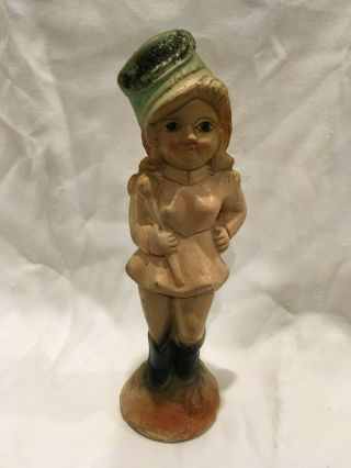 Rare 1920s 11 " Chalkware Kewpie Doll Girl Carnival Fair Prize Antique Vintage 1