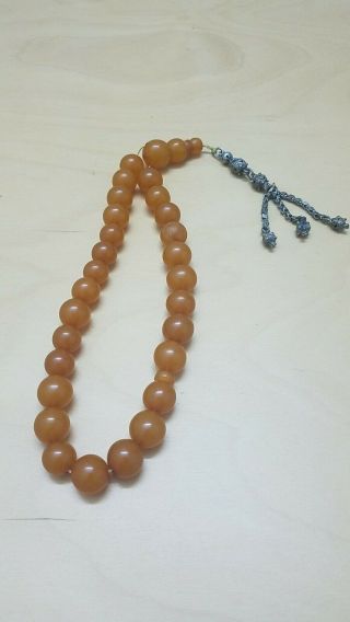 ANTIQUE NATURAL GEM BALTIC OLD AMBER Prayer Beads 48.  68G كهرمان كهرب 2