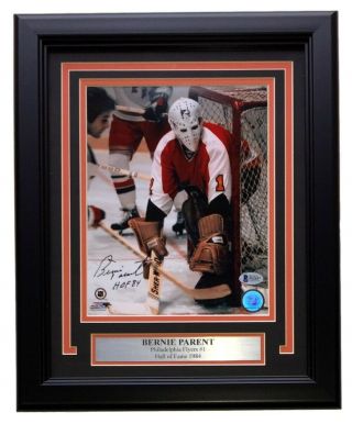 Bernie Parent Signed Framed Philadelphia Flyers 8x10 Photo Hof 84 Bas