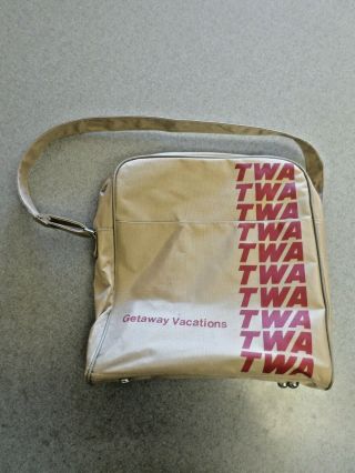 Vintage Twa Airlines " Getaway Vacations " Flight Carry On Large Tote Bag
