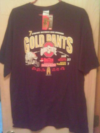 Ohio State Buckeyes 2010 Gold Pants T - Shirt Defeating Michigan Mens Xl