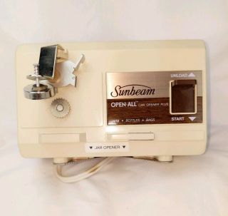 Vintage Sunbeam Open - All Mount On Cabinet Electric Can Opener Plus Model 05246