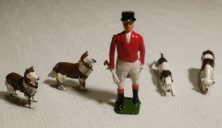 Vintage Britains Lead Figures Huntsman & Dogs Also Railway Conductor,  England