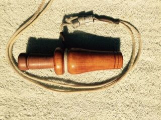 Vintage Wooden Duck Call.  Uncertain Maker With Lanyard & 3 Bands.  Higher Tone