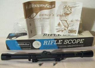 Vtg Western Field Wards 60 - 1203 Rifle Scope 4x15 Power Optics W/orig.  Box,  Guide