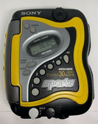 Sony Sports Walkman Vintage Radio Cassette Player Yellow Black Wm - Fs220
