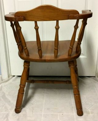 Antique Vintage Maple Wood Captains Side Accent Arm Chair,  Armchair - 3