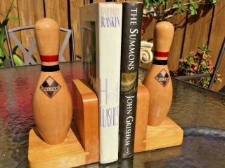 Vintage Bowling Pin Bookends w/Bowling Pins marked 