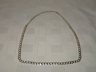 Attractive Vintage Sterling Silver Flat Curb Link Necklace Chain - 18 " - 12.  74g
