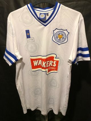 Vintage Leicester City Shirt 1990s Style Walkers Crisps Size M B376