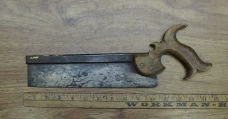 Antique Spear Cast Steel Dovetail Saw,  Split Brass Nuts,  Intact Handle