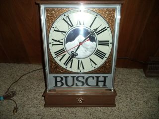 Vintage 1989 Busch Beer Sign Lighted Wall Clock Anheuser Busch