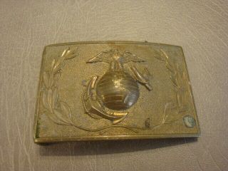 Vintage Us Marine Corps Usmc Brass Belt Buckle Eagle,  Globe,  Anchor