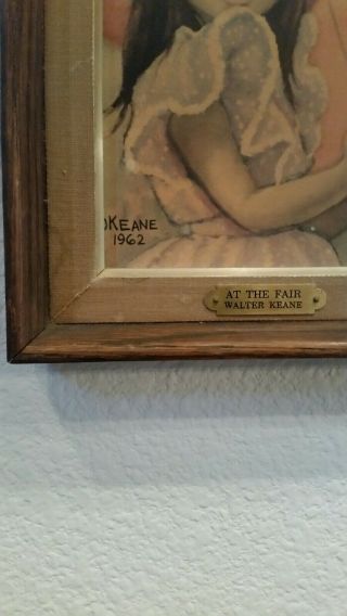 Vintage Keane Big Eyes Vintage 1962 Print “At the fair” Framed 2