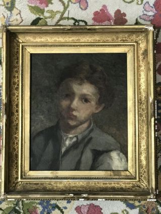 Exquisite Antique Old Master Portrait Oil Painting Of A Boy Canvas Framed NR 3