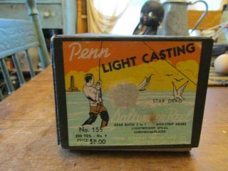 Vintage Penn 155 Fishing Reel W Box Lube,  Wrench