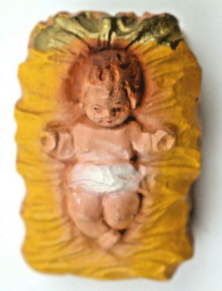 Vintage Baby Jesus Christmas Figurine Miller 1947 Hand Painted Plaster Nativity