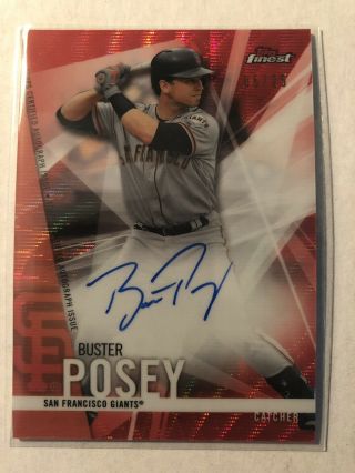 2017 Topps Finest Buster Posey Red Wave Auto 5/25