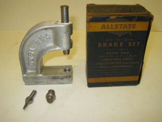 Vintage Allstate Rivet Brake Lining Punch Tool Set W/box 1933