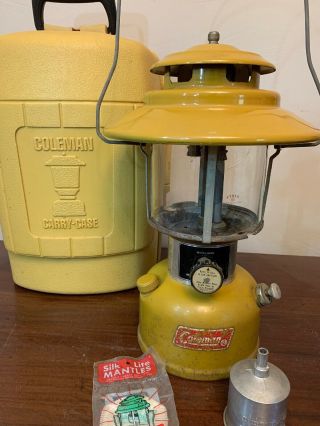 Vintage Coleman Lantern Goldbond 228h 2/74 Carry Case Funnel Orig Globe Silk Man