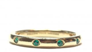 Vintage Ladies Gold Vermeil Sterling Silver Green Cz Ring - Signed Sai - Size 7
