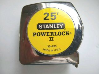 Vintage 25ft Stanely Powerlock® Ii 33 - 425 Pl425 Tape Measure Extra