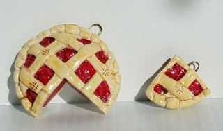 Vtg Cherry Pie With Slice Of Pie Christmas Ornament Hand Made Amato Design Sf