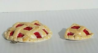 Vtg Cherry Pie with Slice of Pie Christmas Ornament Hand Made Amato Design SF 3